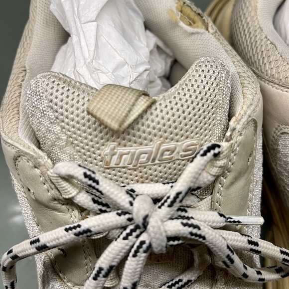 Pre-owned Authentic Balenciaga Triple S Beige Off White 46 - Picture 8 of 9